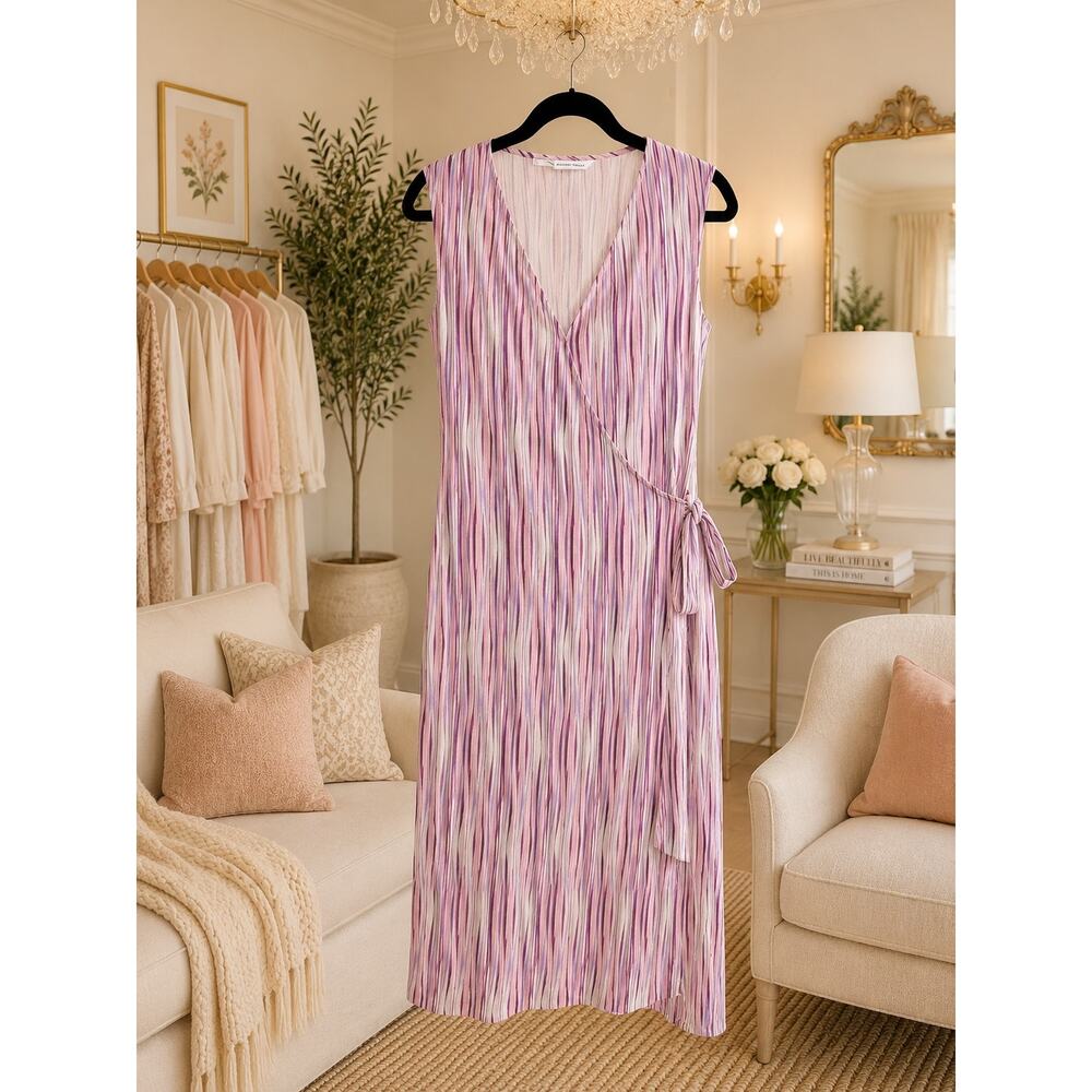 Diane Von Furstenberg Silk Wrap Midi Dress Pink Purple Size 4 Business Office